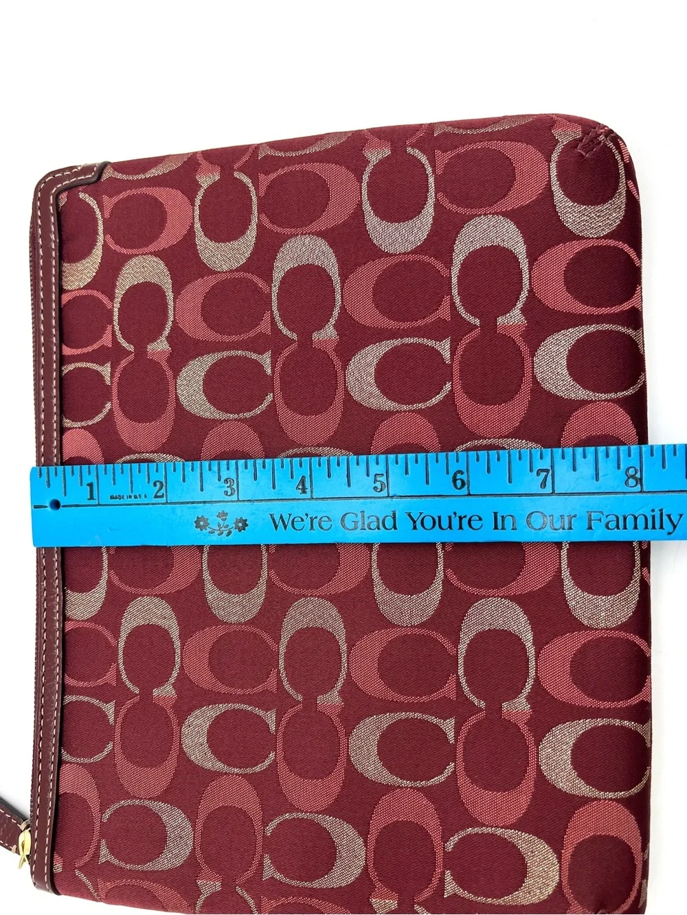 Coach Burgundy Signature Jacquard Padded iPad Tablet Sleeve
